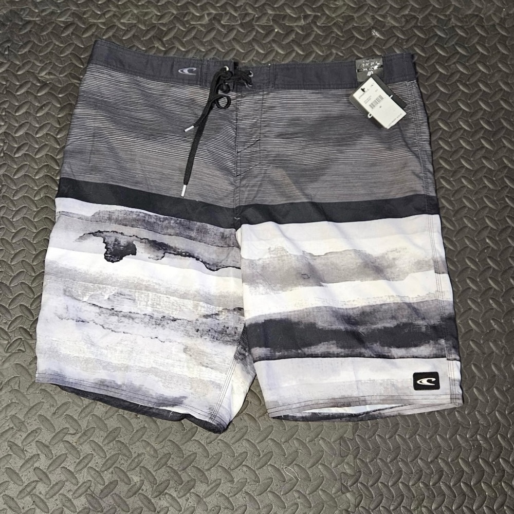 Stylish Men's Gray and Black Board Shorts